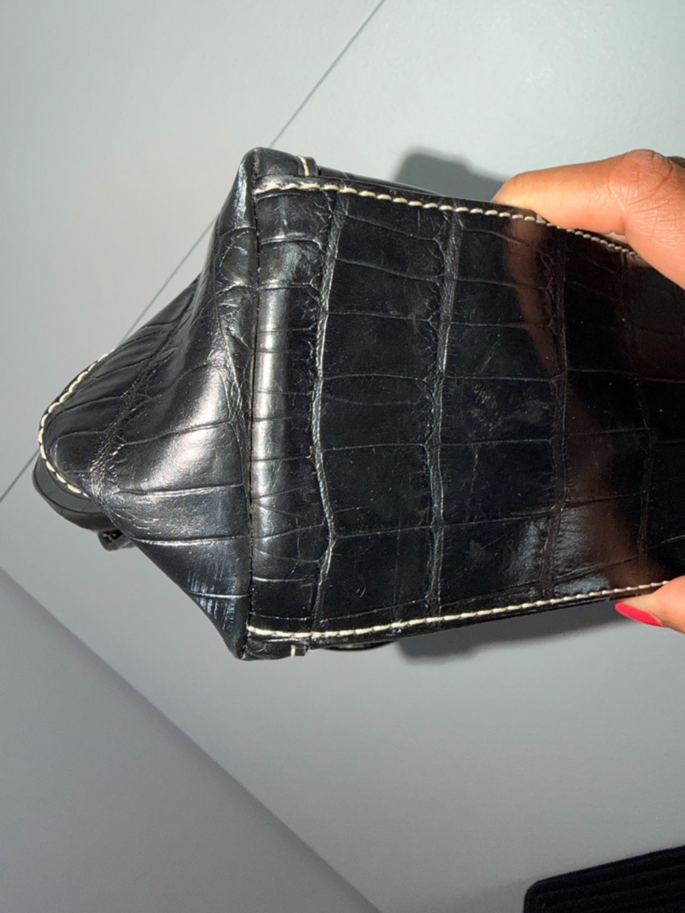 Liz Claiborne Black Croc-Embossed Shoulder Tote - Picture 6 of 16